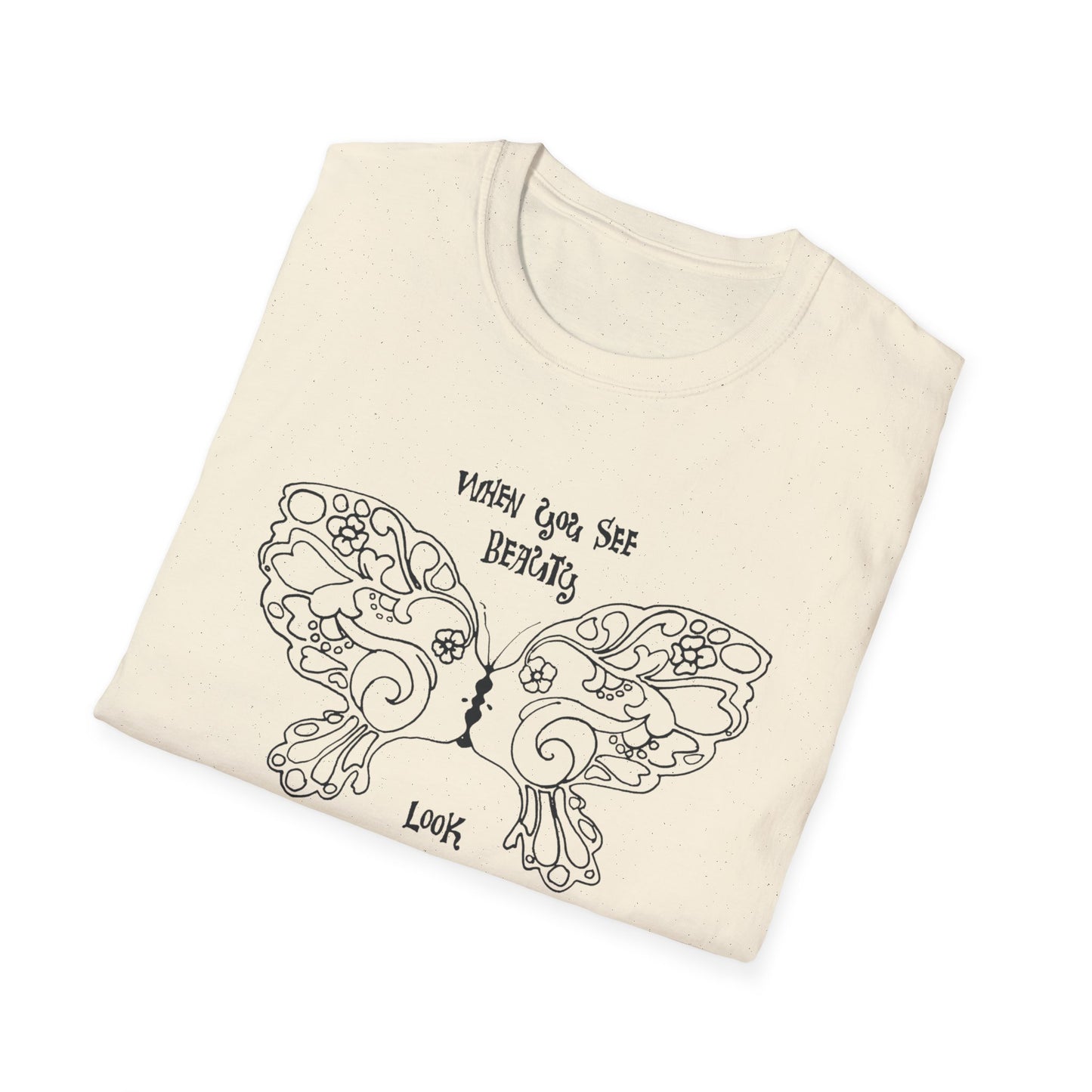 1971 illustration for the LA free press reproduction when you see beauty look for a long time tshirt