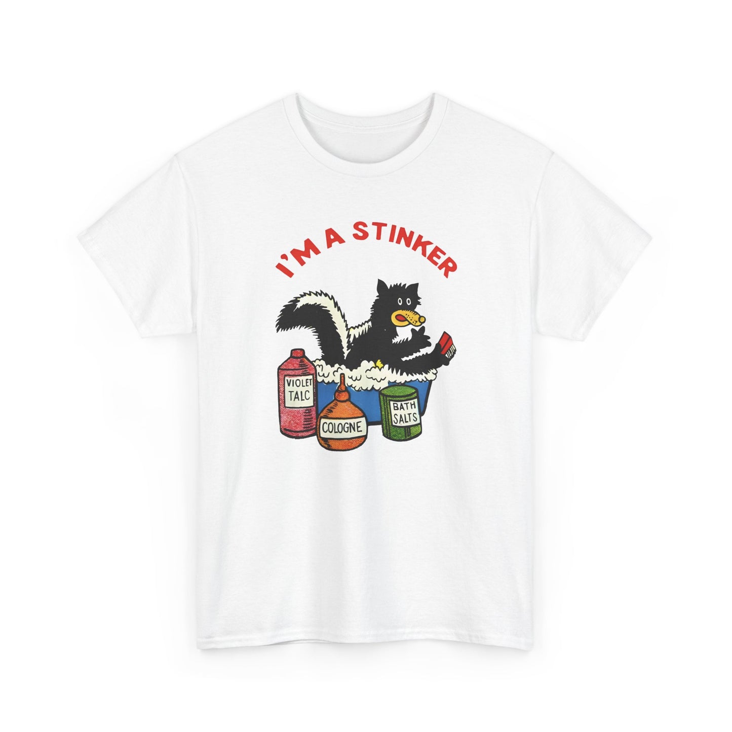 1960s skunk in bath i'm a stinker reproduction tshirt
