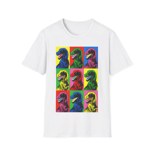 stanley desantis dinosaur pop art worn by steven spielberg on jurassic park 1993 movie set tshirt