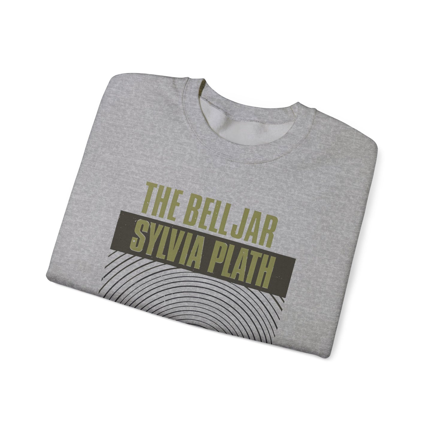 1963 book by sylvia plath "the bell jar" book cover on a unisex heavy blend crewneck sweatshirt
