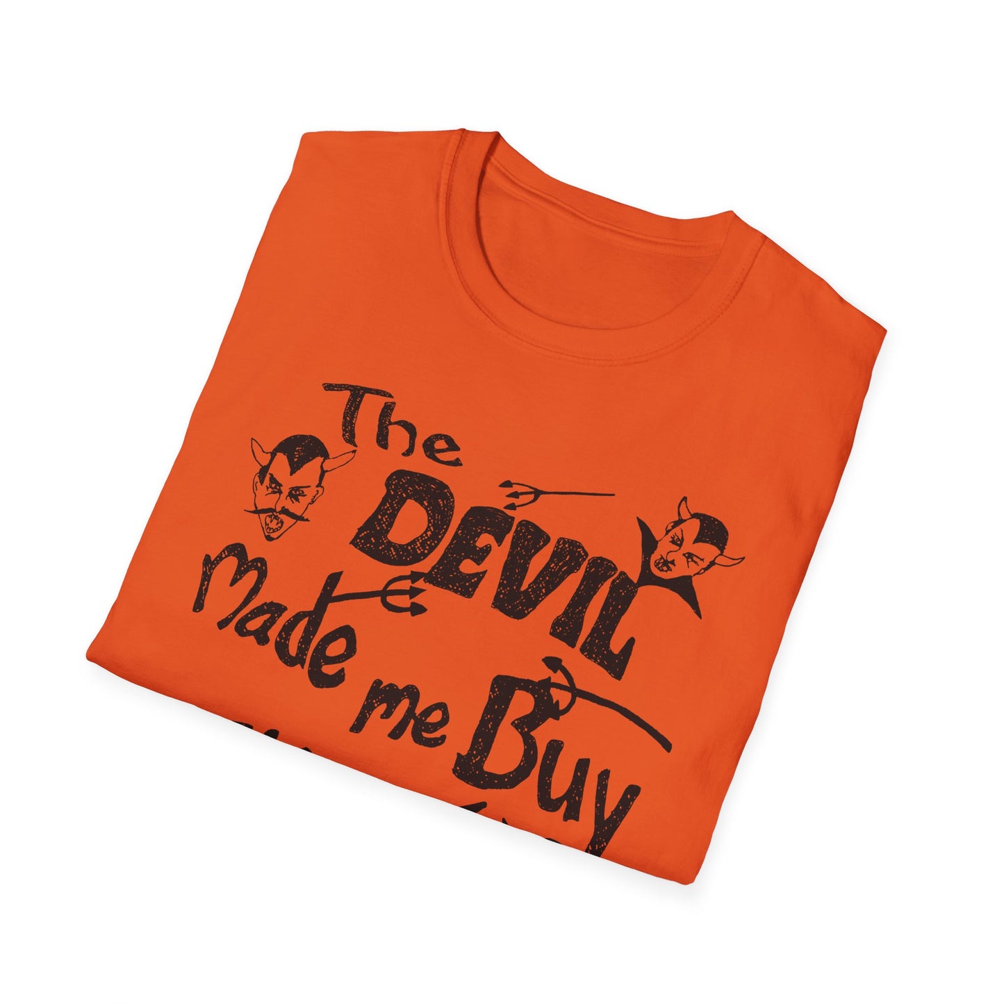 vintage the devil made me buy this shirt custom drawn reproduction tshirt