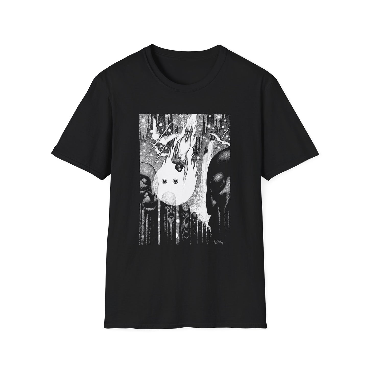 1940 virgil finlay the face in the abyss reproduction tshirt