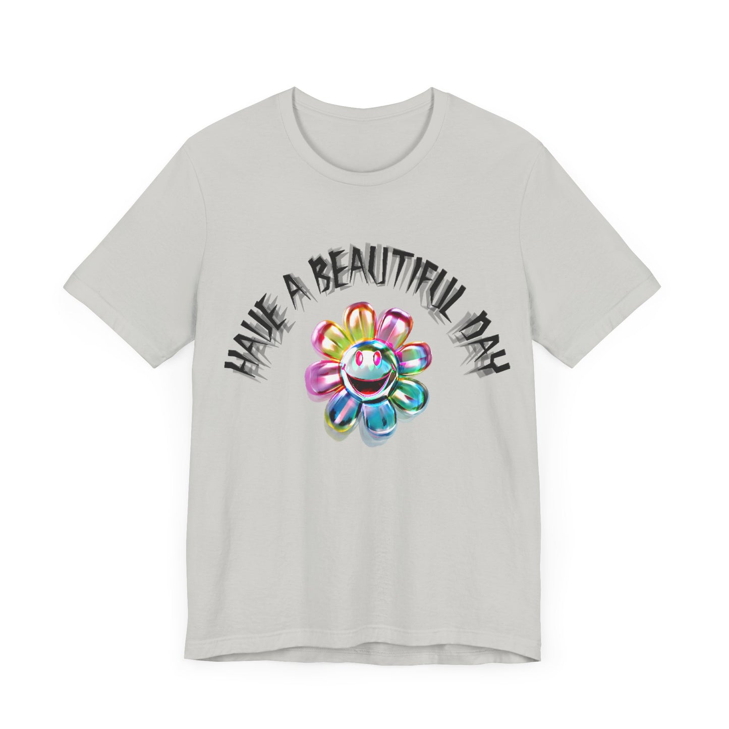 have a beautiful day chaotic rainbow daisy design tshirt