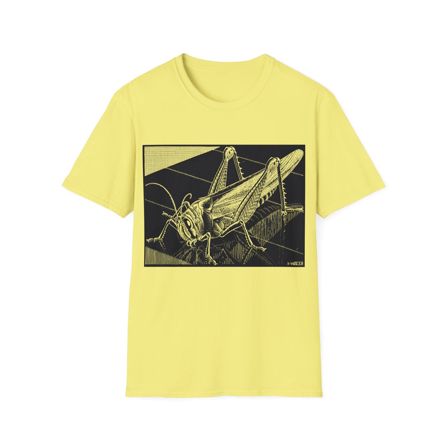 1935 m.c escher grasshopper wood engraving tshirt