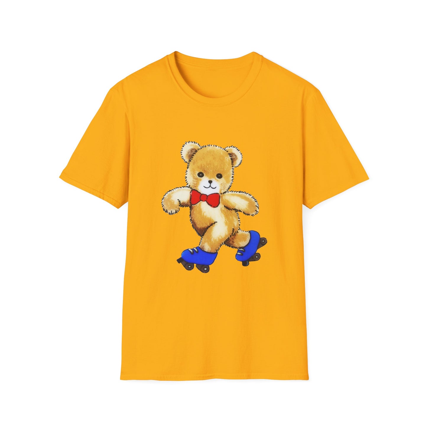 reproduction of a vintage cute teddy bear on roller skates tshirt