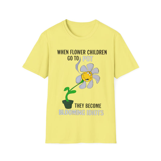 1960s/70s anti-drug poster tshirt "when flower children go to pot, they become blooming idiots?" by smartset smarteen s.o.s tshirt