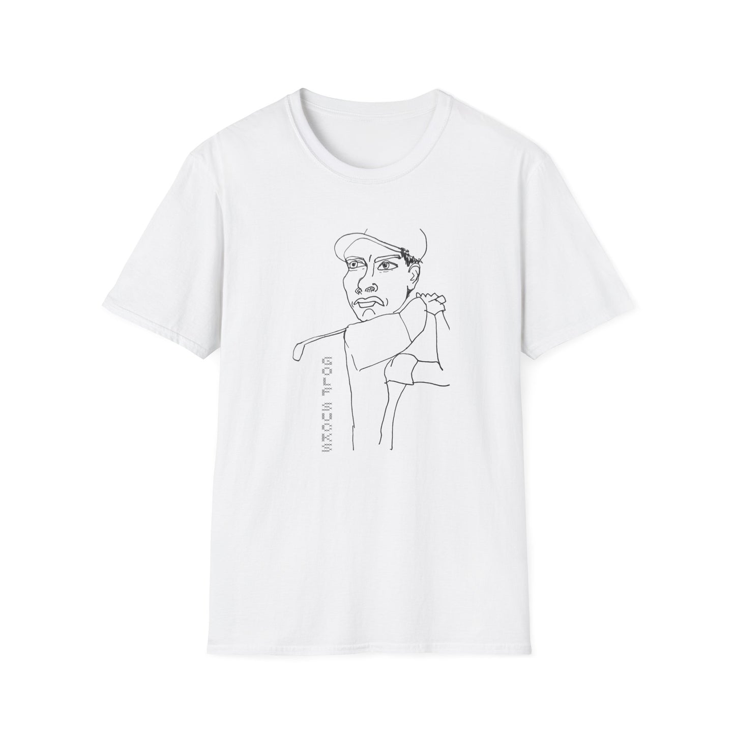 original drawing of a golfing man golf sucks maybe it does maybe it doesn't tshirt