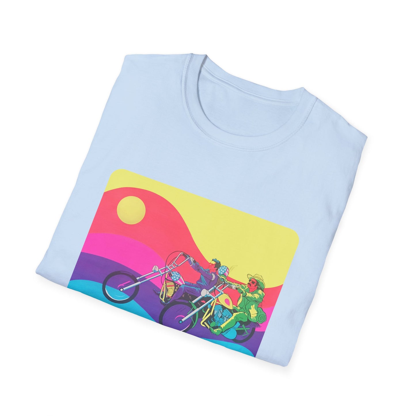 1960s blacklight poster image of captain america & billy on a tshirt