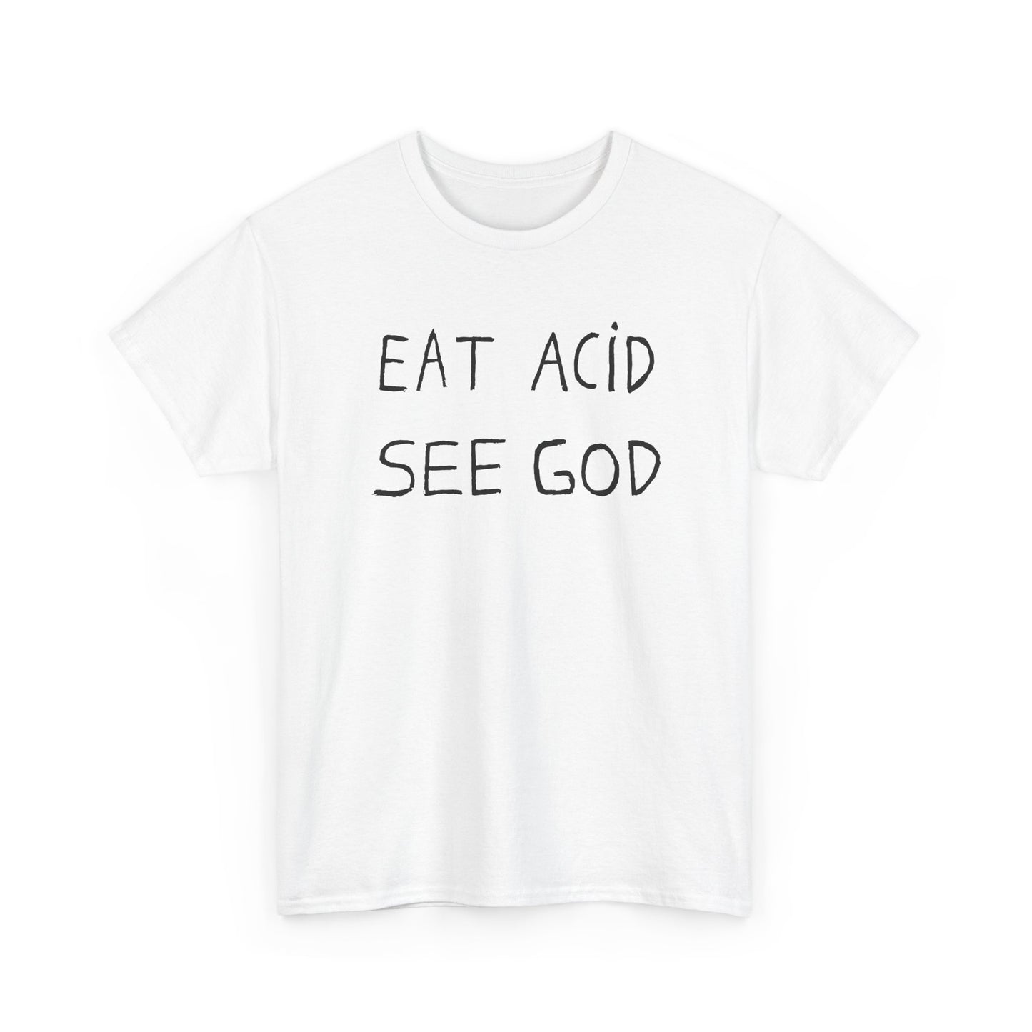 eat acid see god hand drawn font tshirt