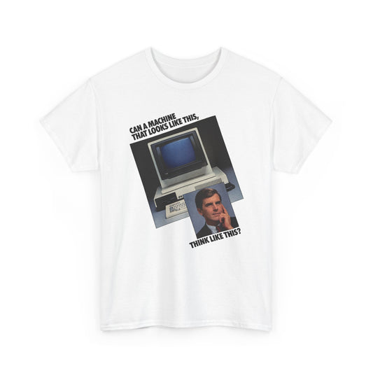 1985 computer and software system can a machine think like this advertisement tshirt