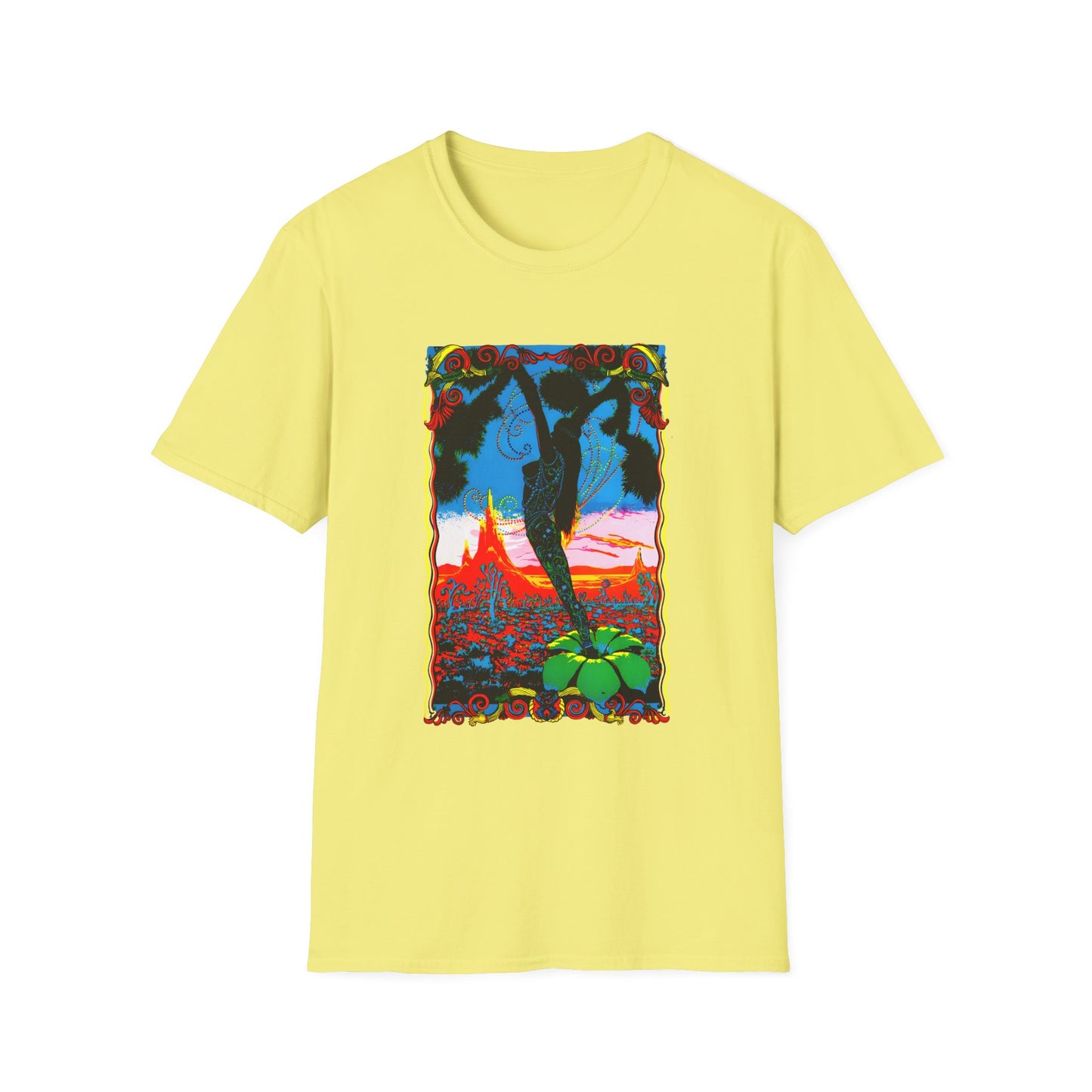 1960s dessert blossom black light psychedelic poster tshirt