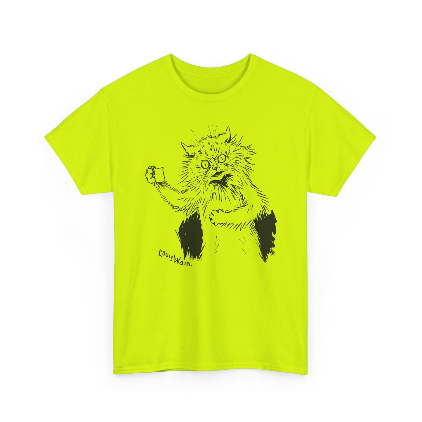 louis wain angry cat with cup reproduction tshirt