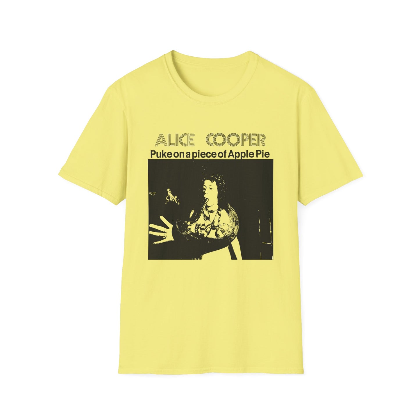 alice cooper puke on a piece of apple pie bootleg from detroit show 1971 tshirt