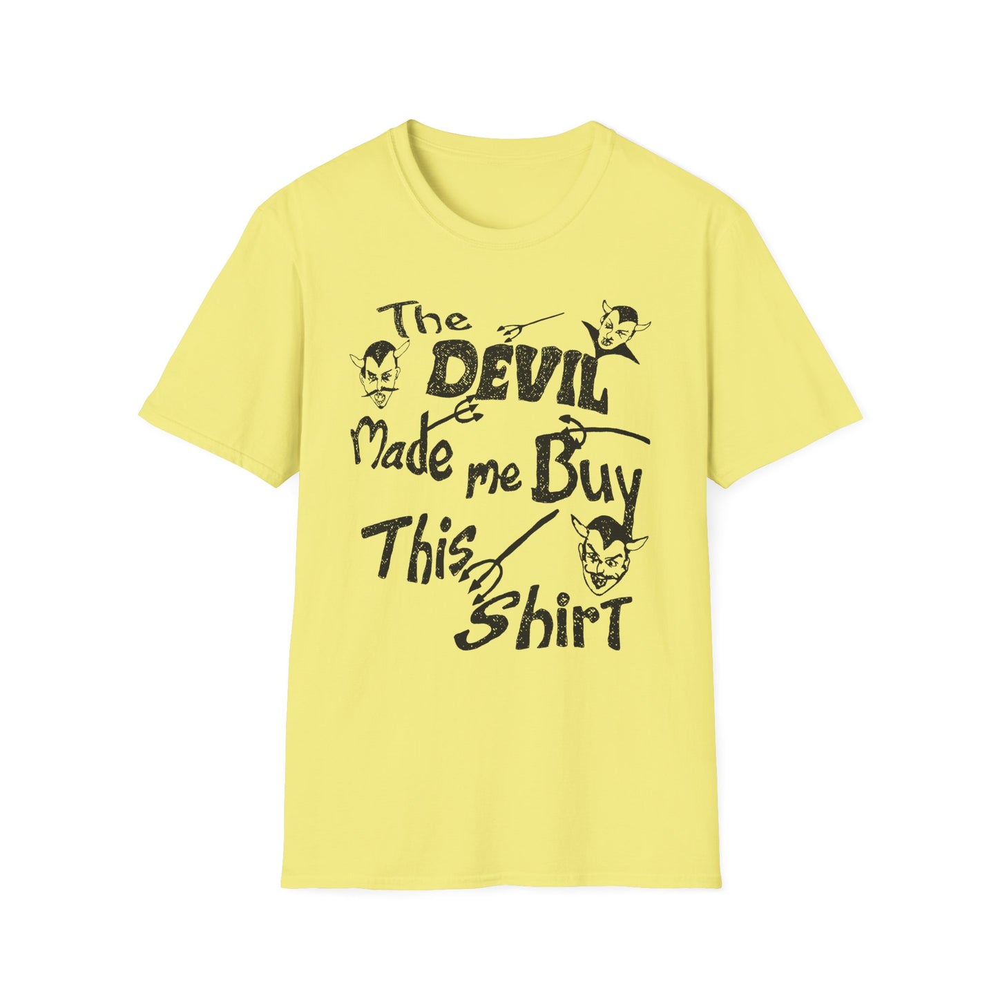 vintage the devil made me buy this shirt custom drawn reproduction tshirt