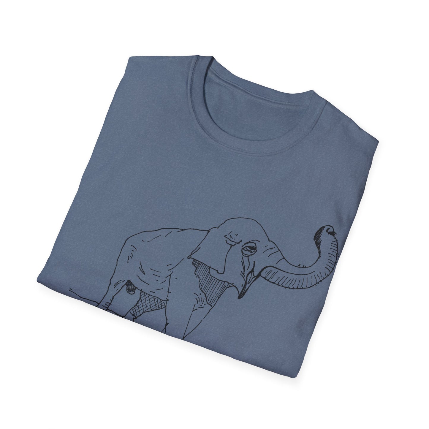 elephant kicks heroin habit original drawing tshirt. reference to xiguang the elephant