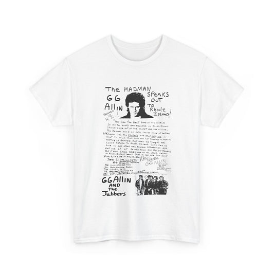 1982 show poster gg allin and the jabbers no background tshirt