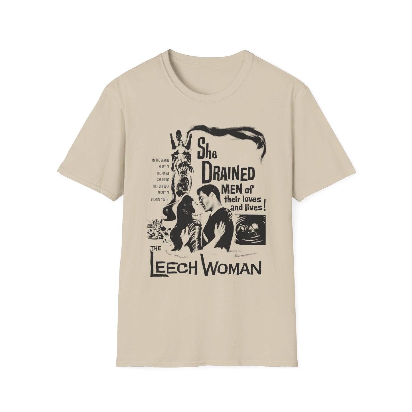 1960 low budget horror rejuvenation film the leech woman movie poster tshirt