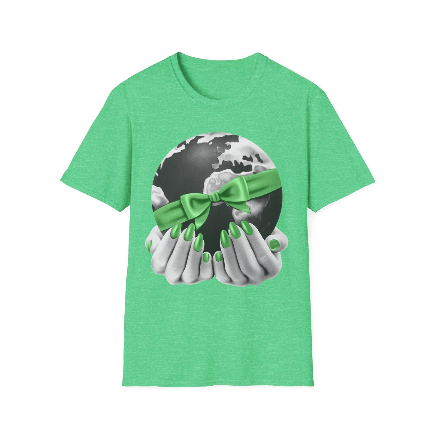 i'd give you the world 1980s graphic from a greeting card green nail version tshirt