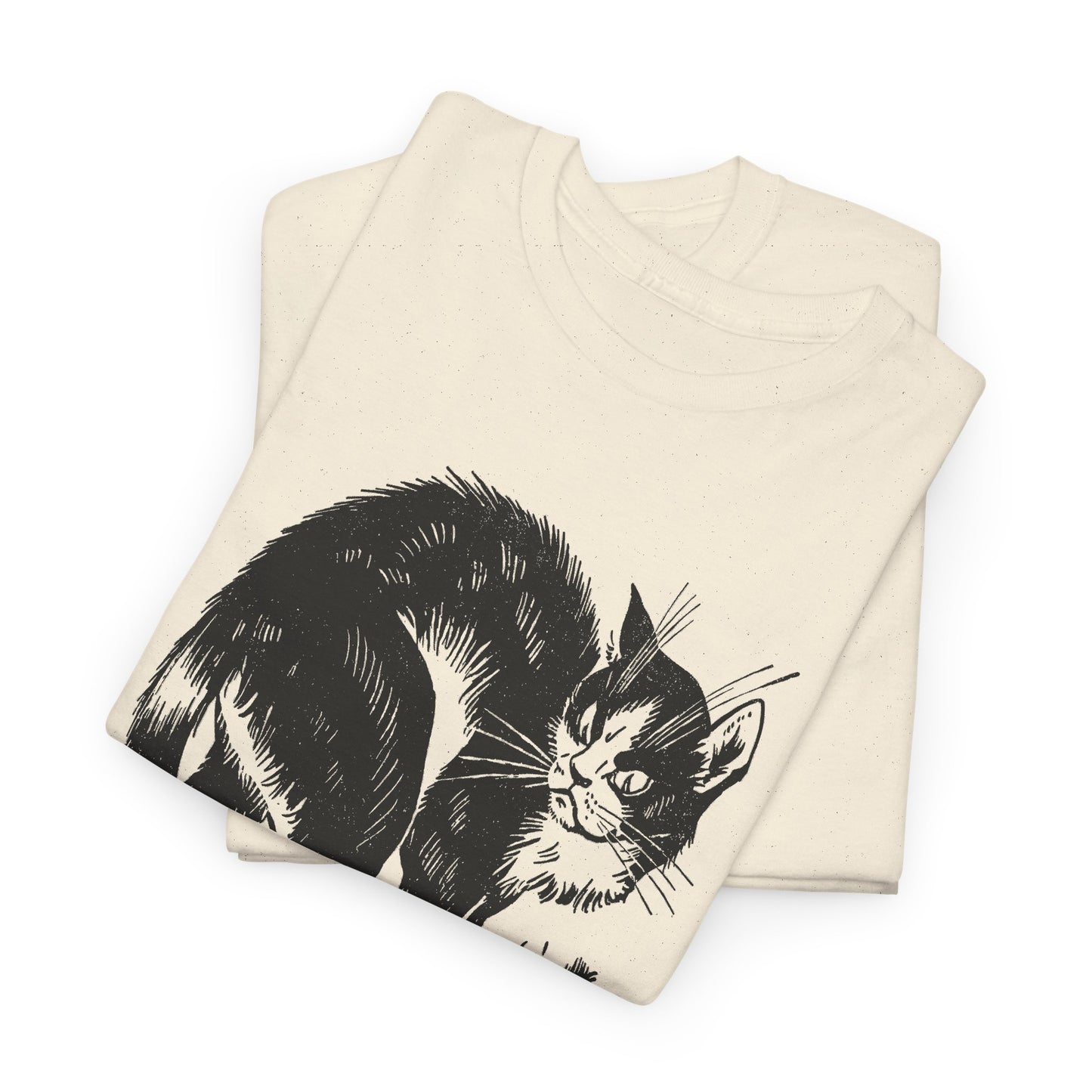 vintage french children's book illustration of angry cat and happy mouse reproduction tshirt