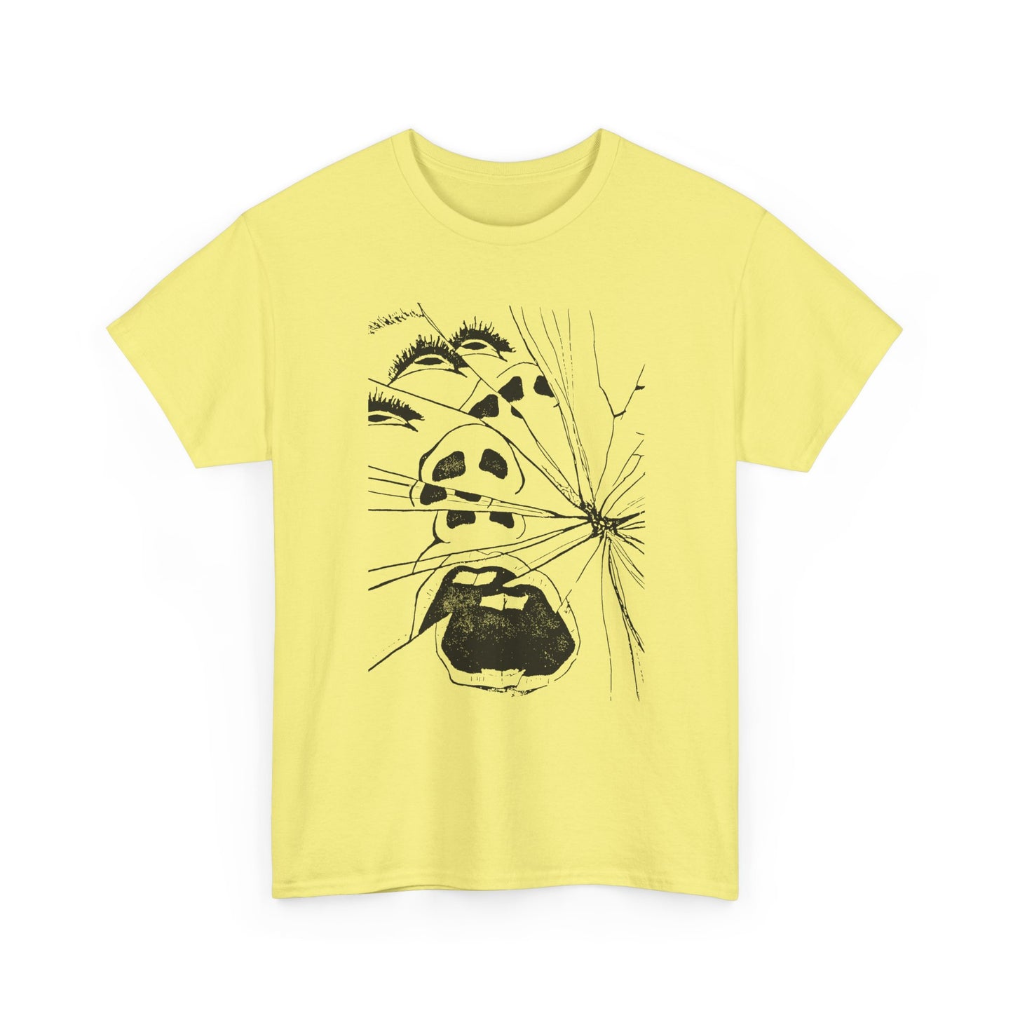 woman screaming through broken glass illustration custom edit tshirt