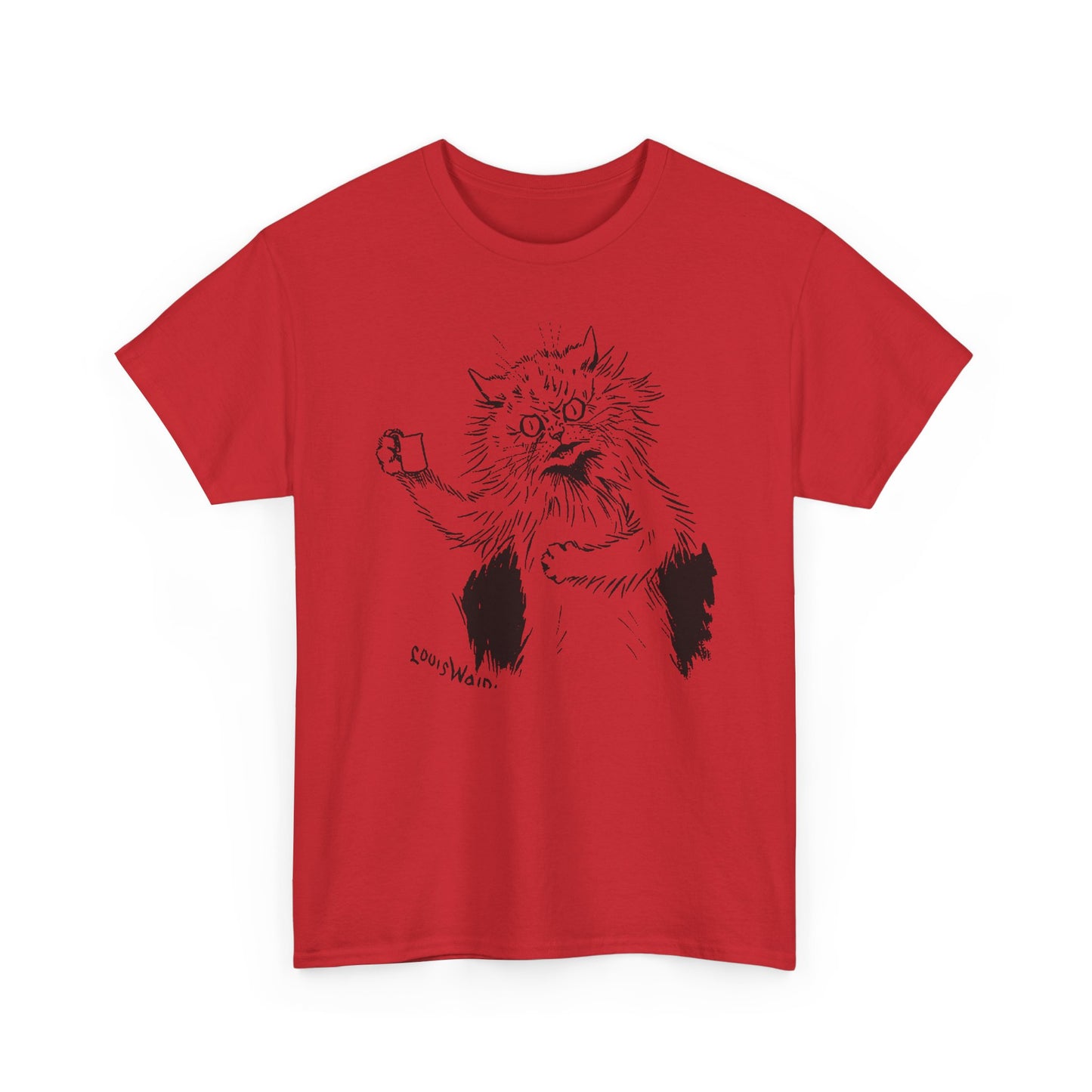 louis wain angry cat with cup reproduction tshirt