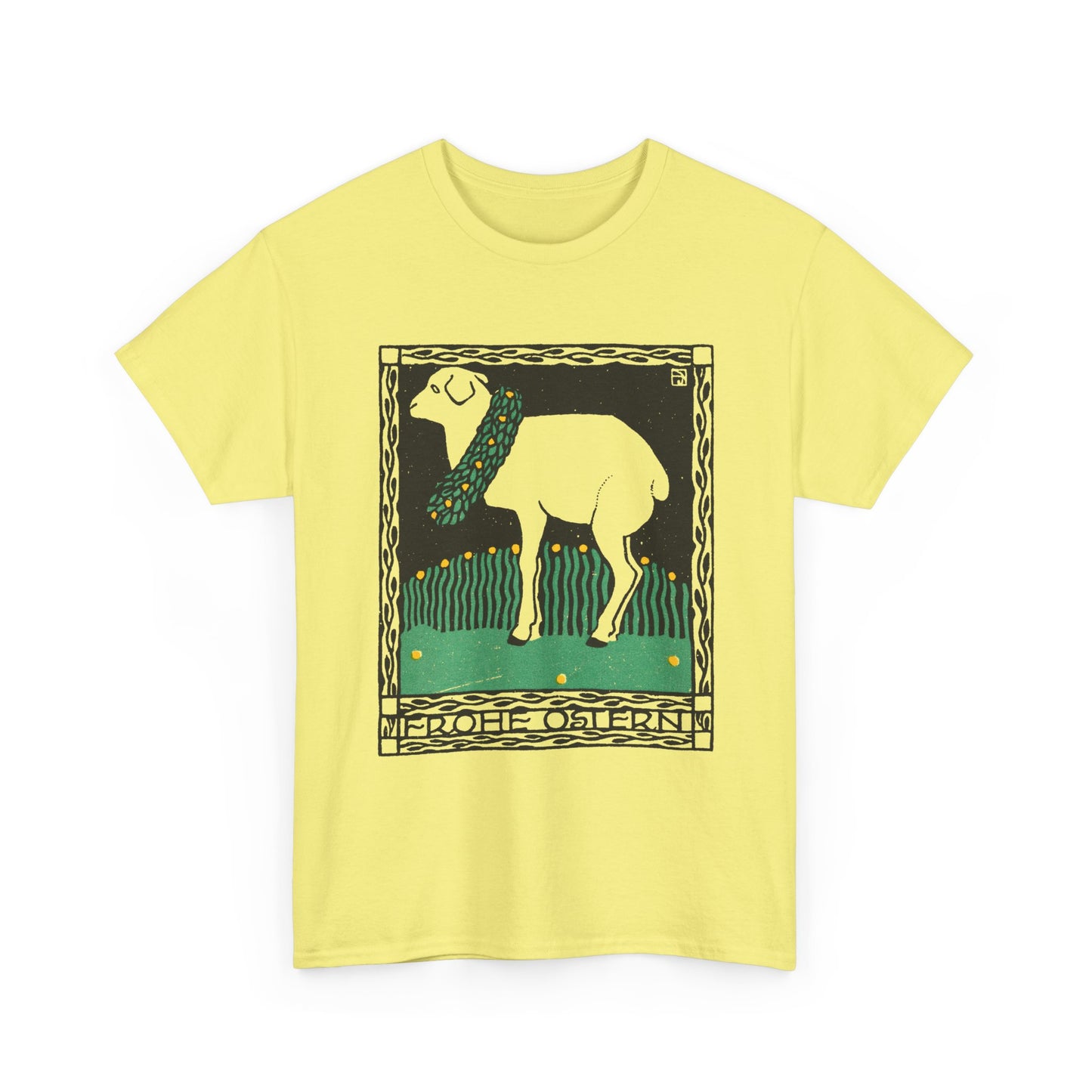 1909 josef von diveky happy easter (frohe ostern) color lithograph lamb reproduction tshirt