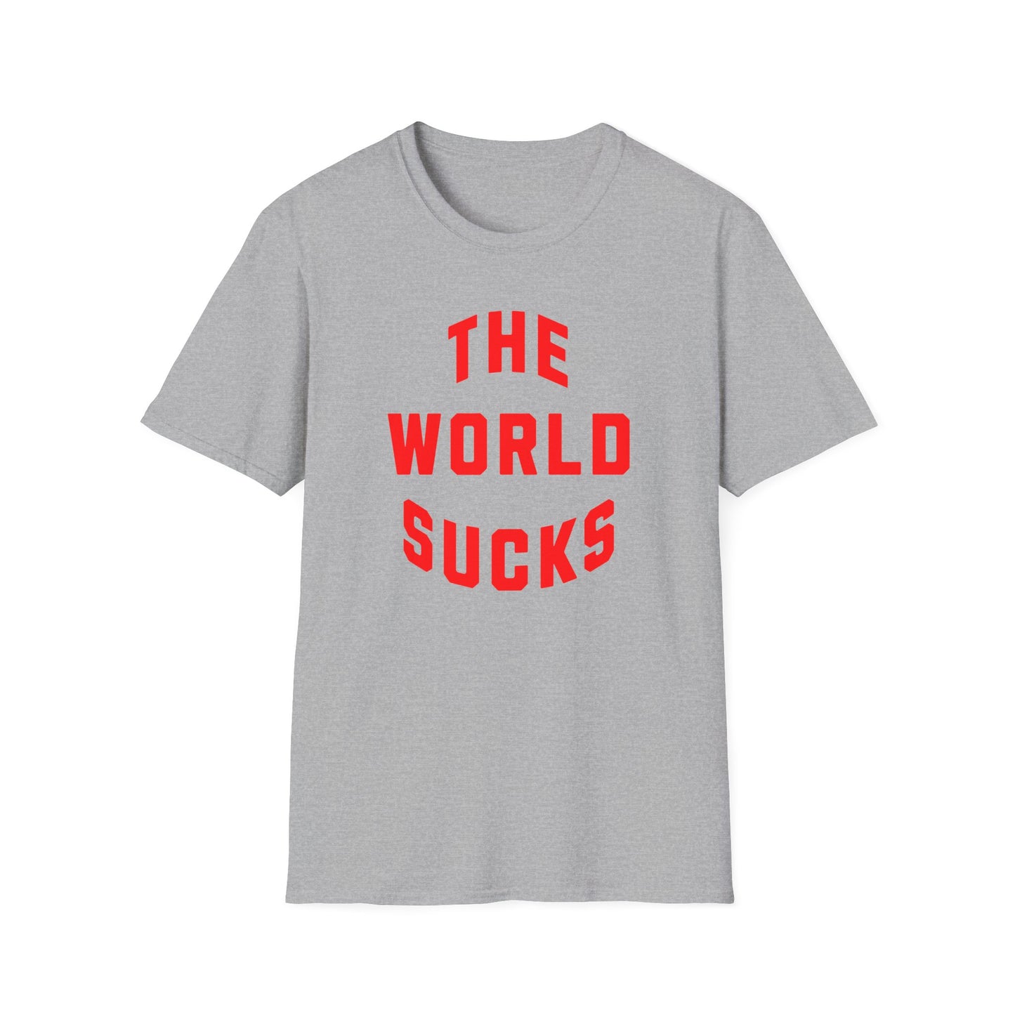 the world sucks in red tshirt