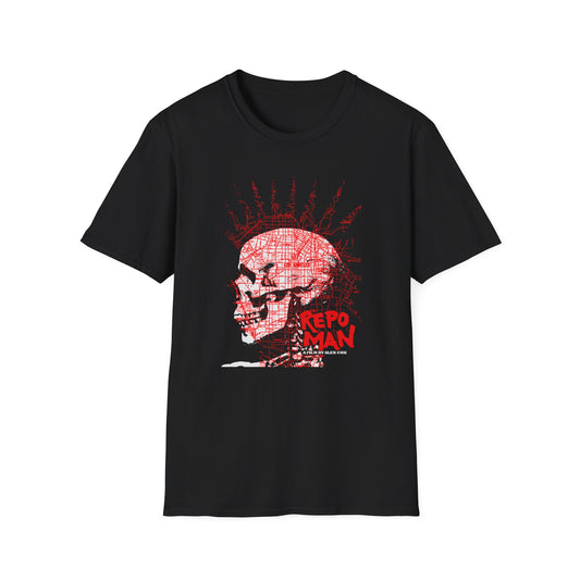 repo man skull punk in red tshirt