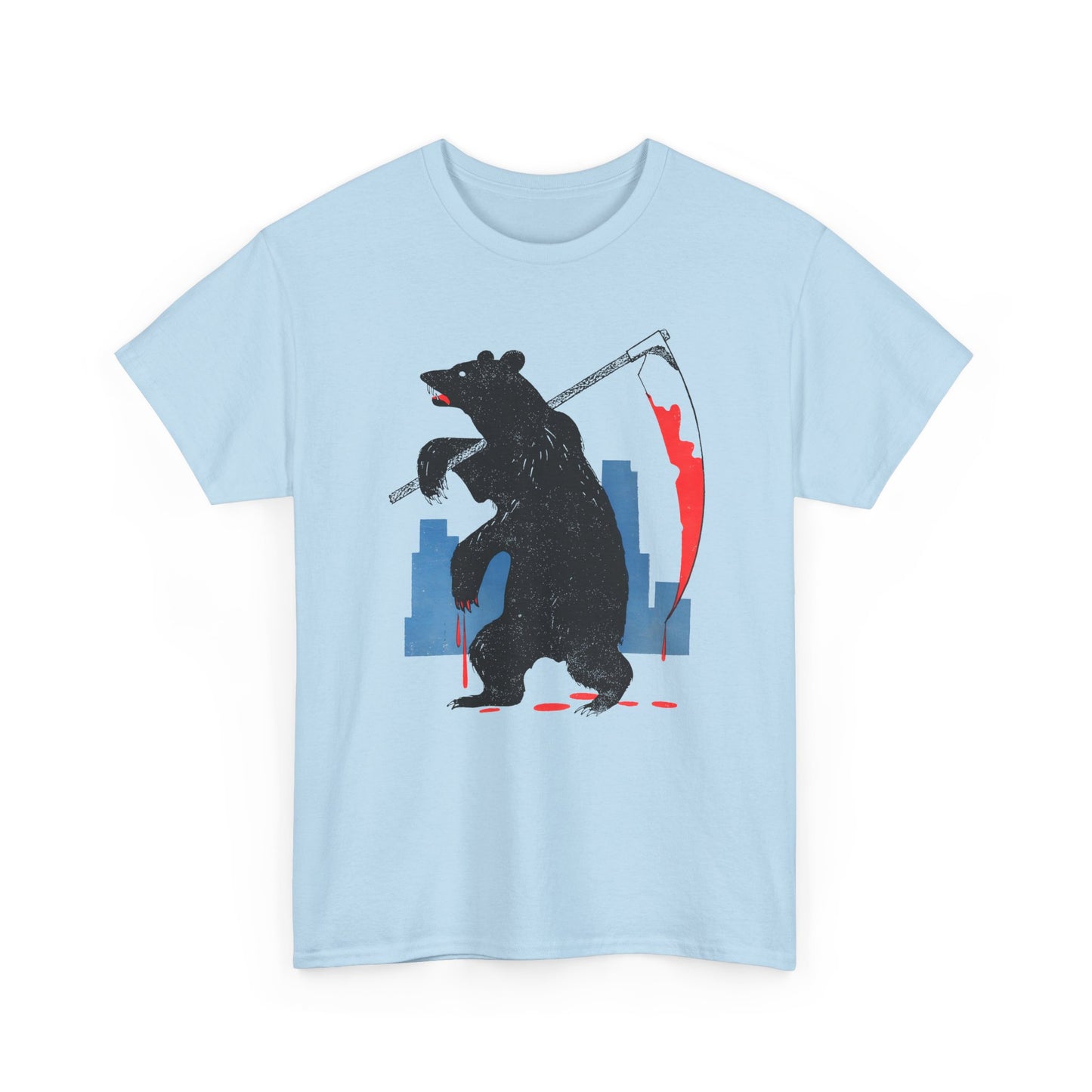 mid century manolo prieto bear with scythe book cover tshirt