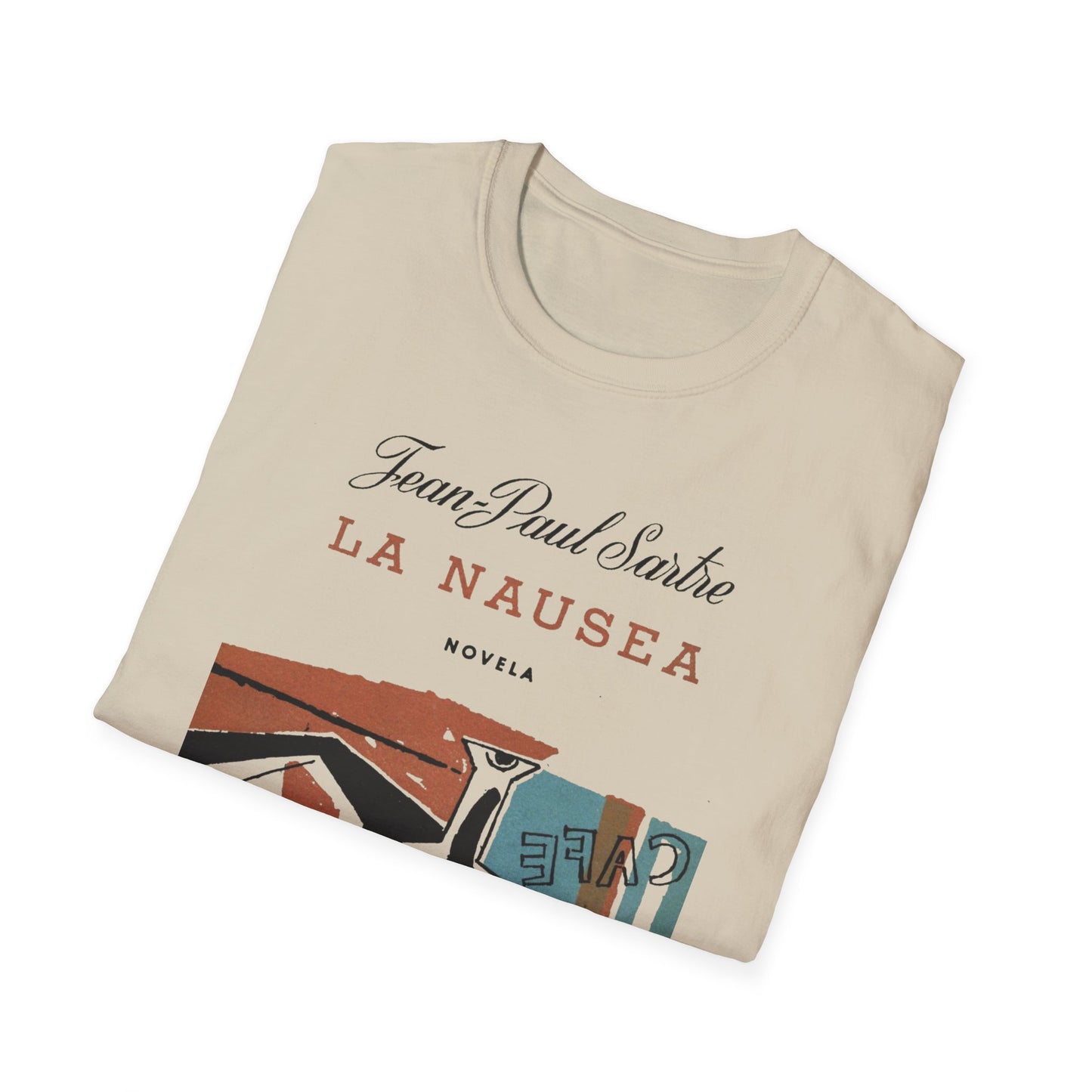 1938 spanish book cover for nausea by jean-paul sartre tshirt