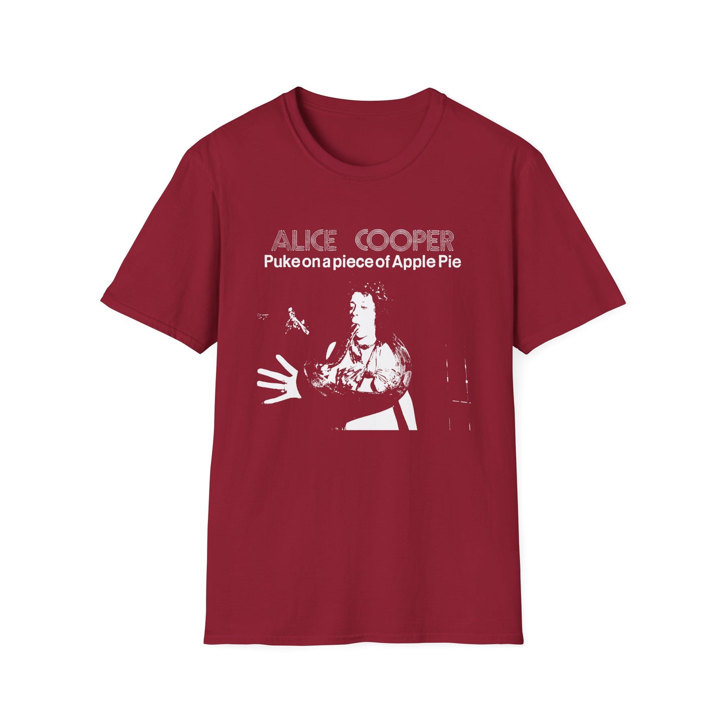 alice cooper puke on a piece of apple pie bootleg from detroit show 1971 tshirt