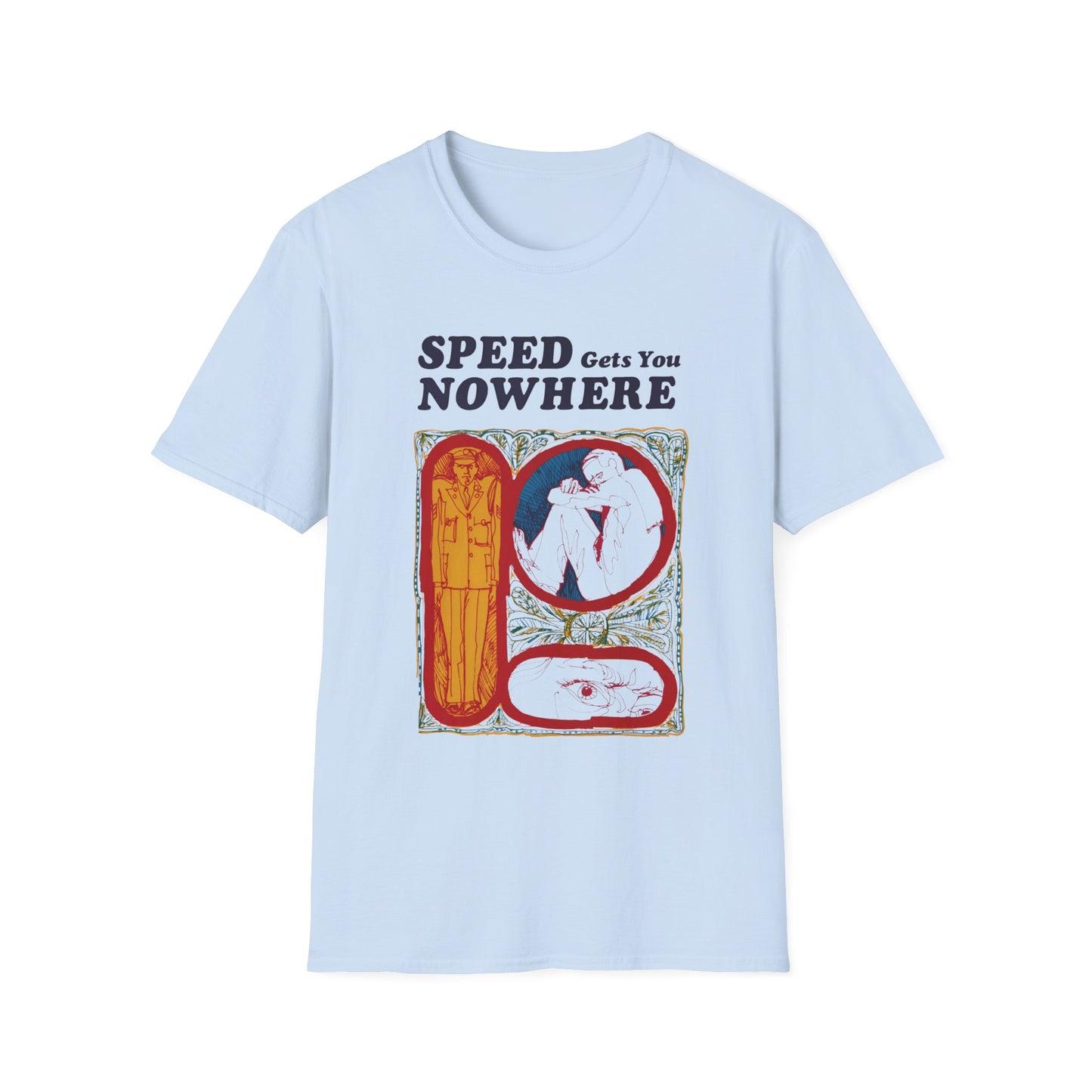 1970s anti drug campaign poster "speed gets you nowhere" tshirt