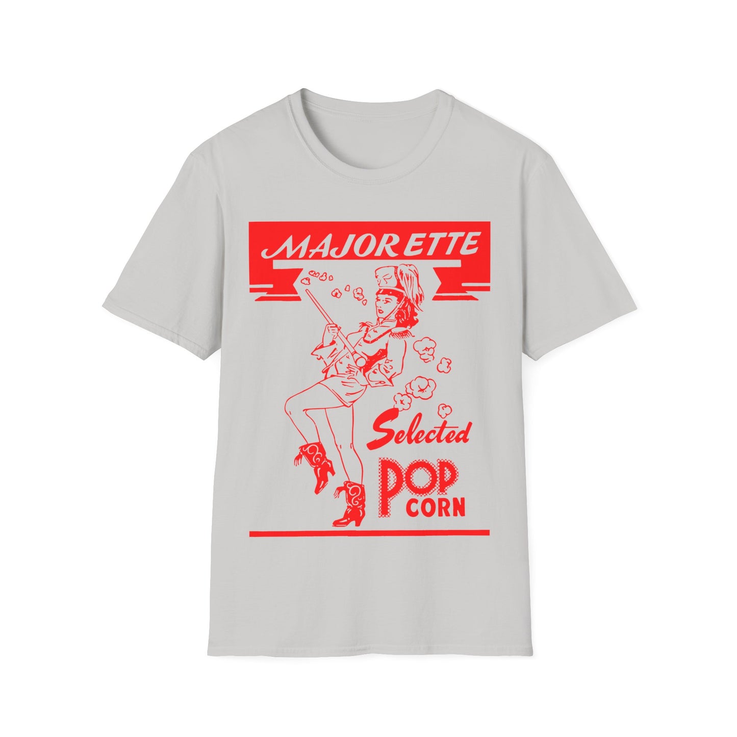 majorette vintage popcorn bag logo in red tshirt