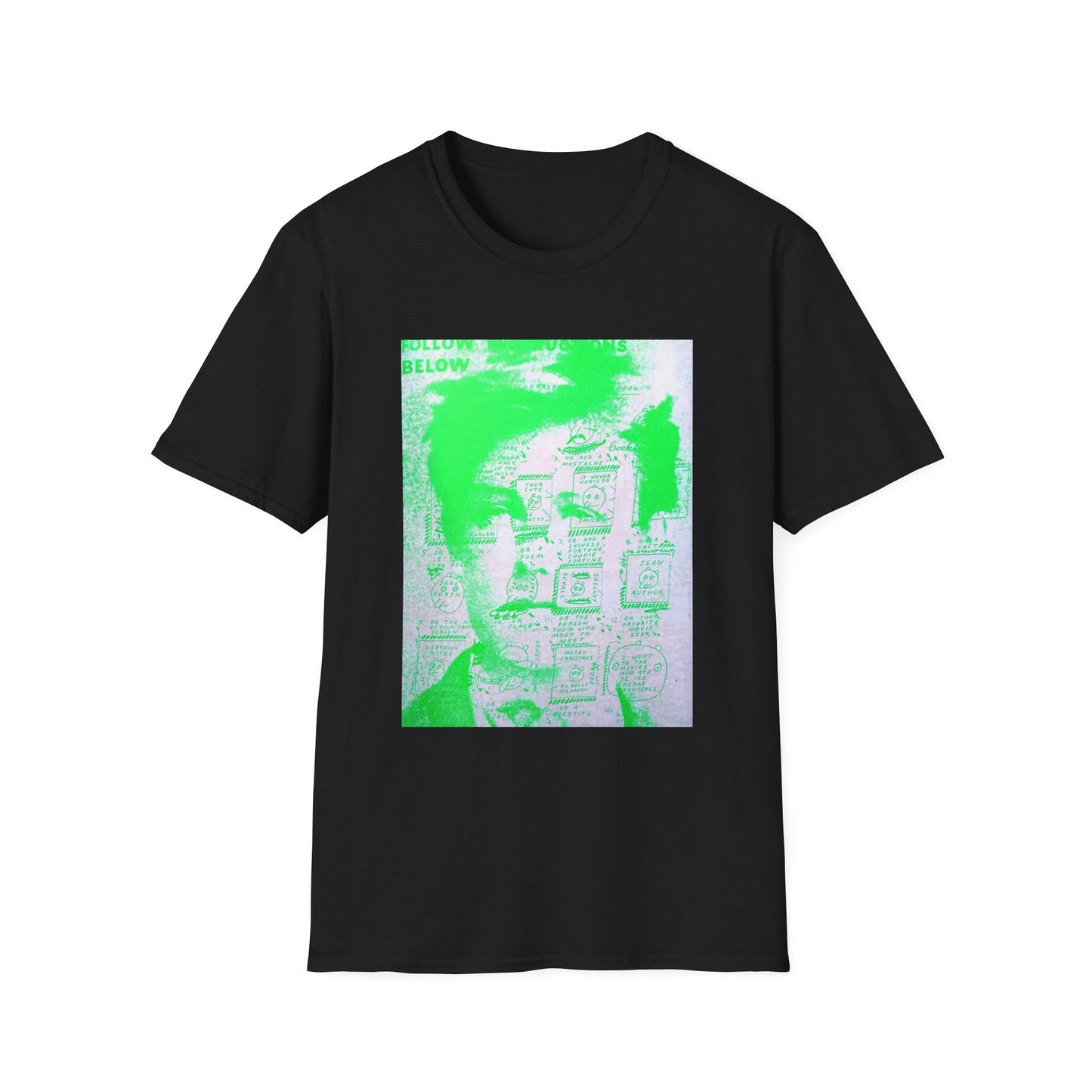 ray johnson arthur rimbaud art in green tshirt