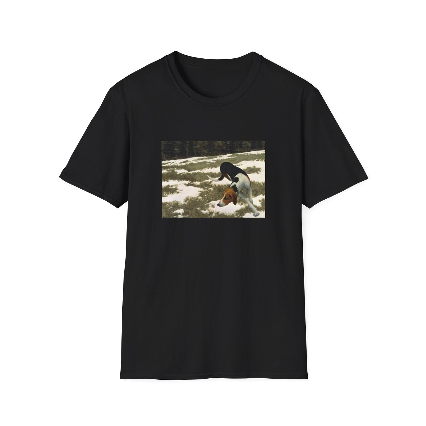 1958 hound in field by alex colville painting reproduction tshirt