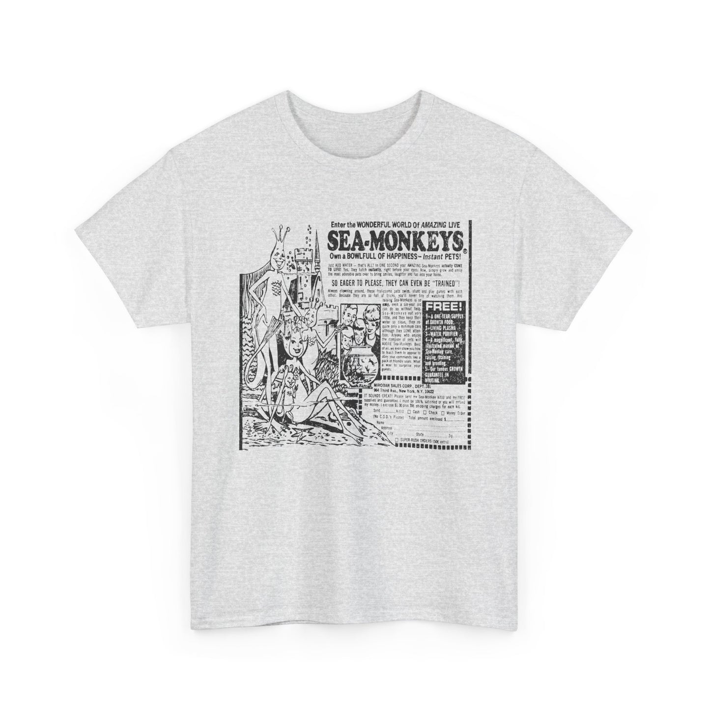 1973 sea monkeys insta pet advert black and white reproduction tshirt