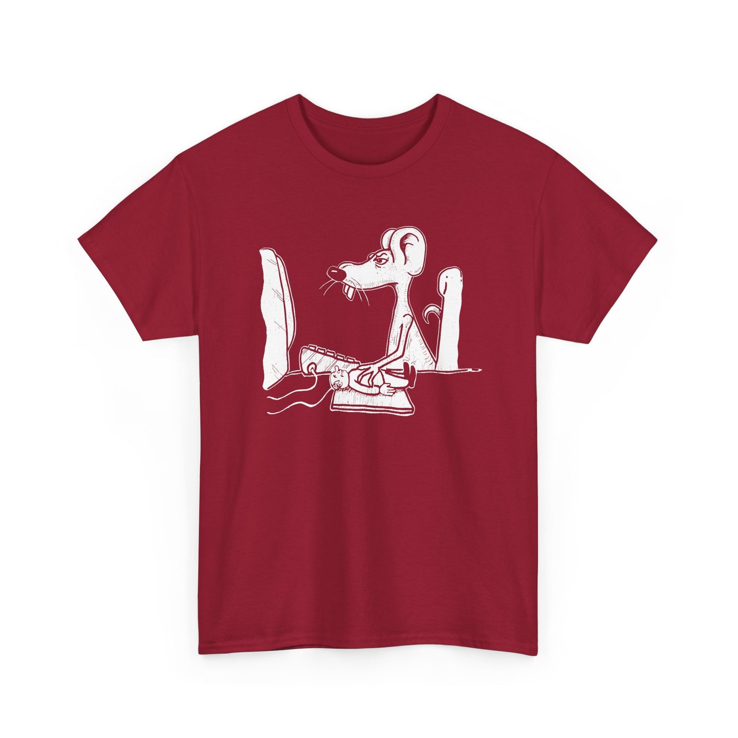 vintage 1990s mouse using man pad on a computer reproduction tshirt