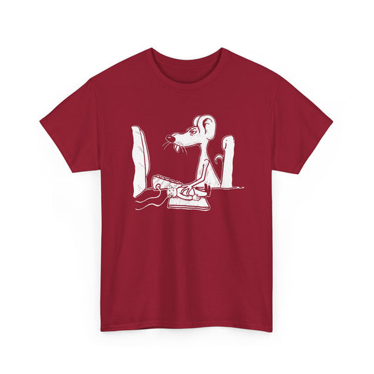 vintage 1990s mouse using man pad on a computer reproduction tshirt