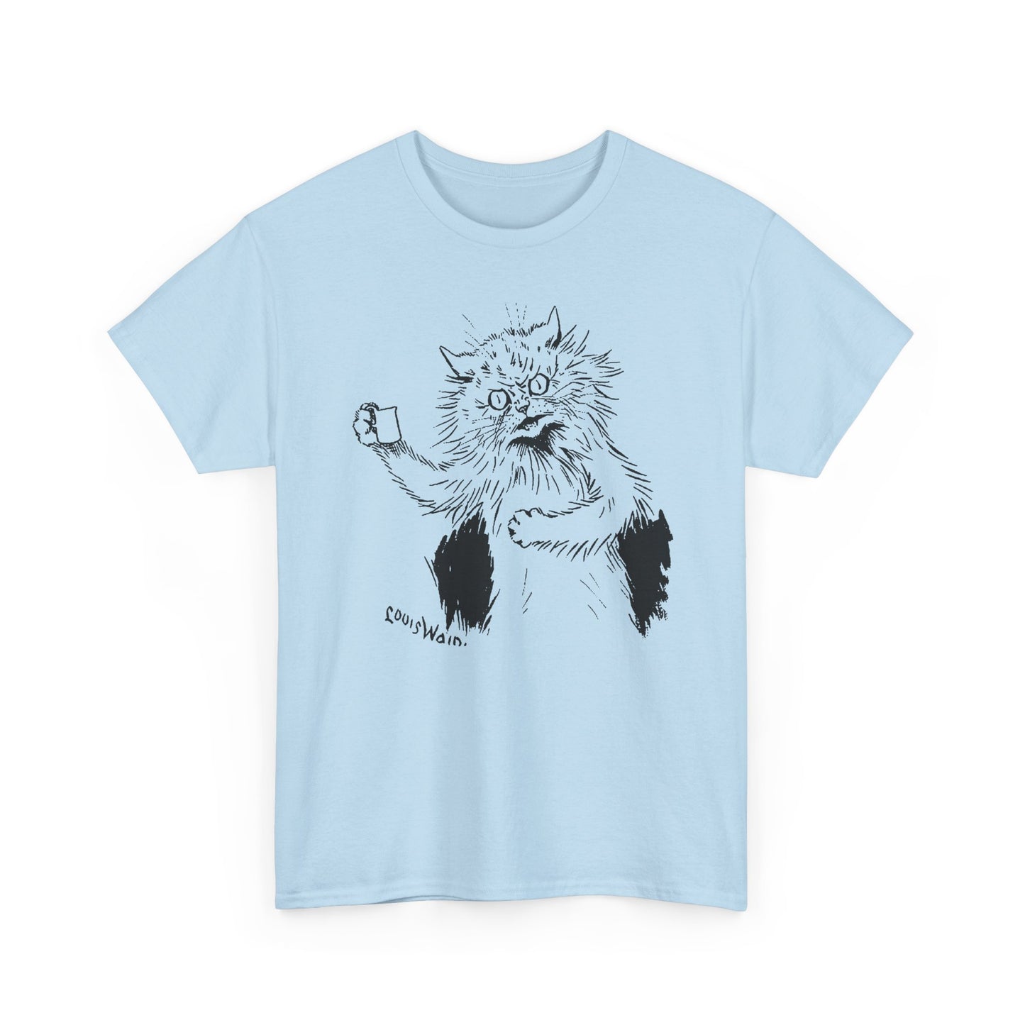 louis wain angry cat with cup reproduction tshirt