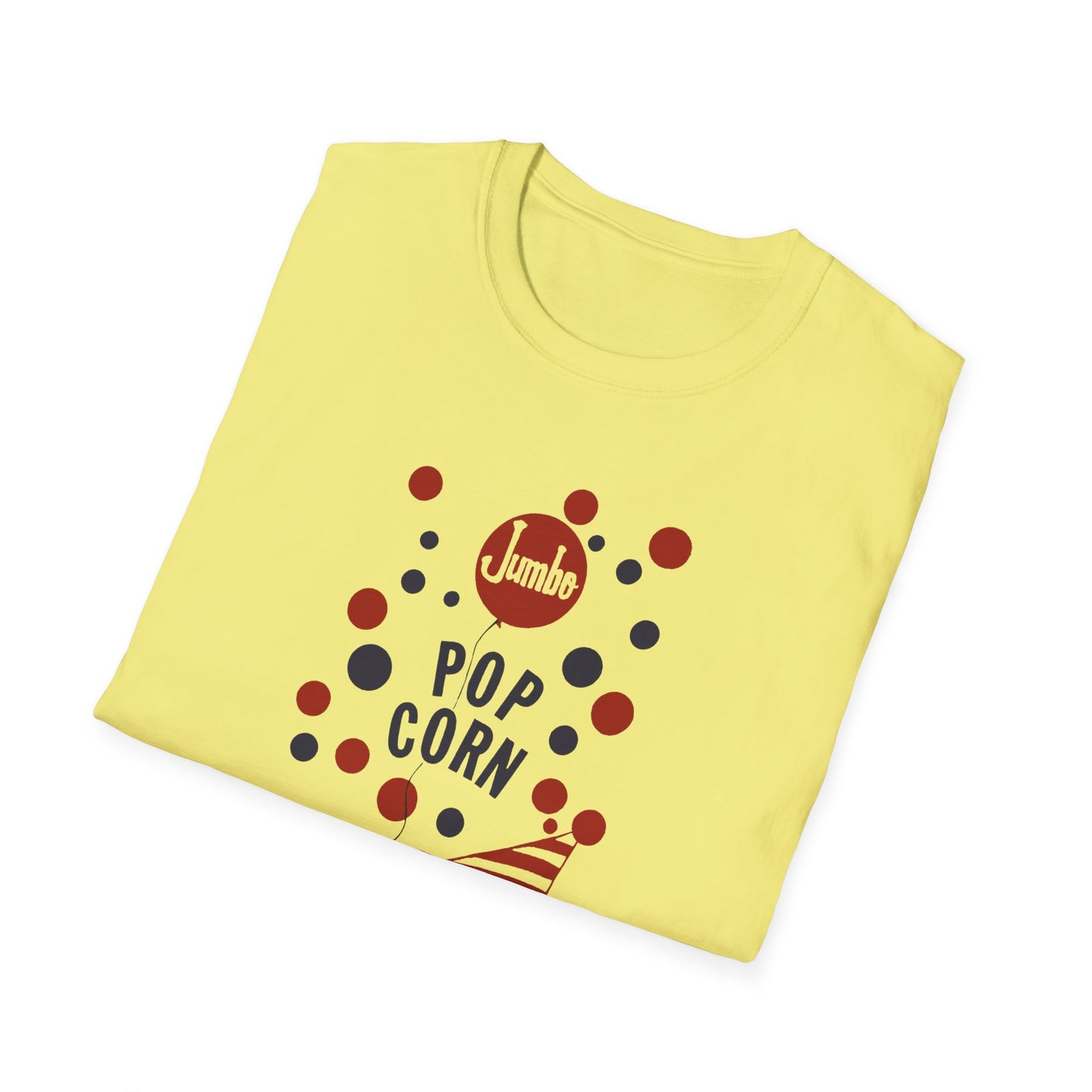 1960s popcorn box logo with a weird popcorn mascot clown tshirt