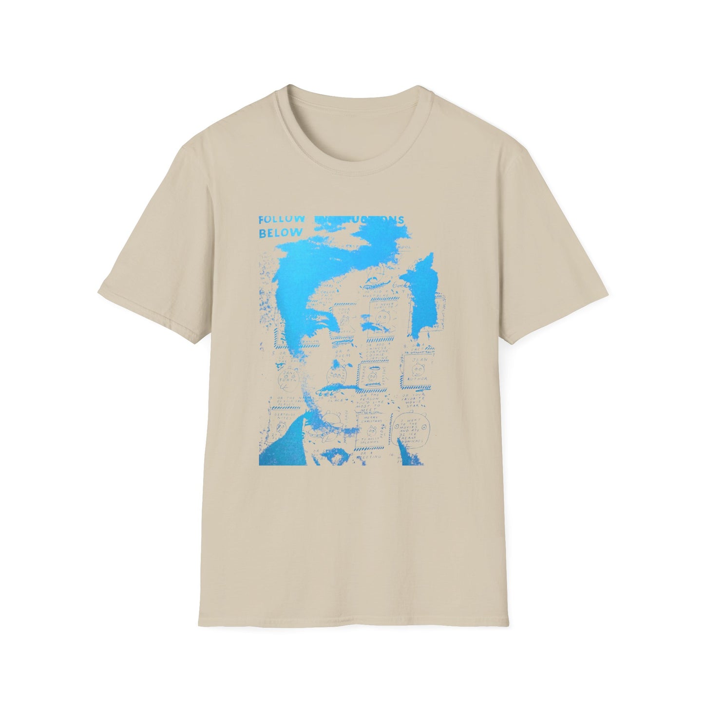 ray johnson arthur rimbaud art in light blue tshirt