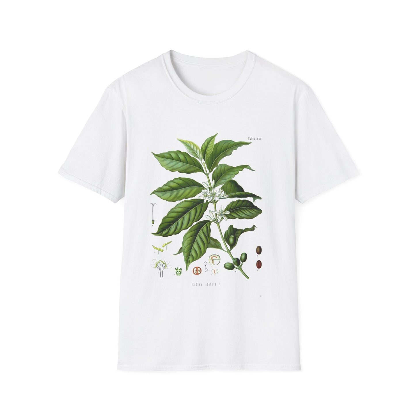 1887 botanical print from kohler's plants by hermann adolph kohler featuring coffea arabica tshirt