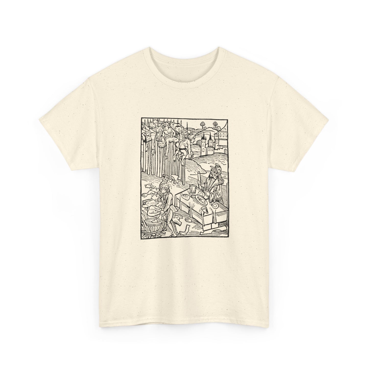 vlad the impaler dining near the mutilated bodies of his victims 1499 german woodcut by ambrosius huber tshirt