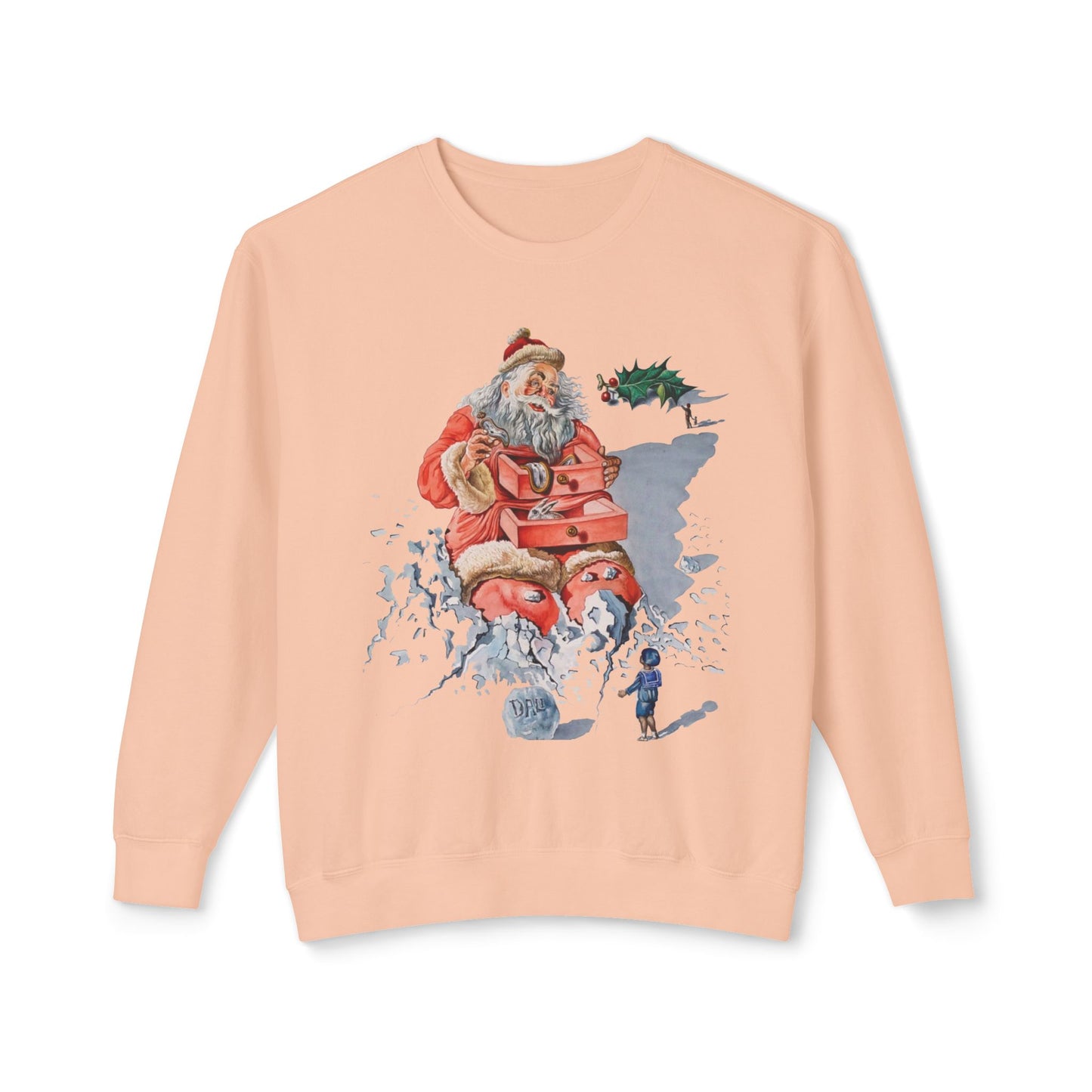 salvador dali's 1948 santa with drawers christmas card 100% cotton sweatshirt