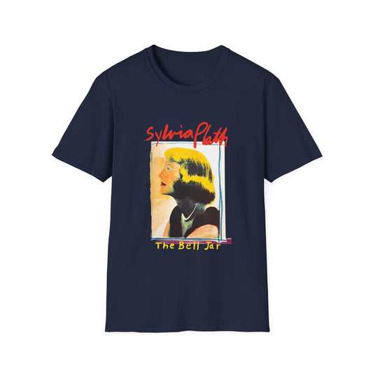 1963 book by sylvia plath "the bell jar" book cover tshirt