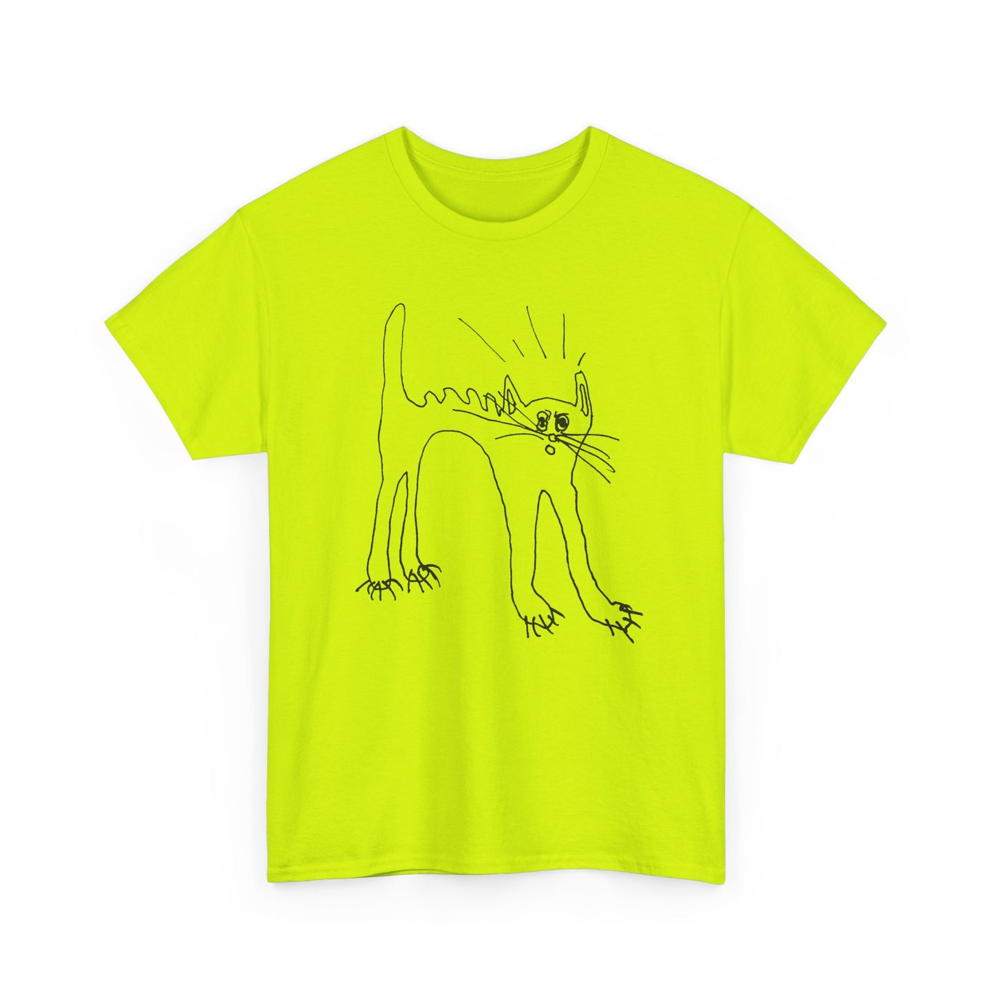 original drawing of a very spooked cat tshirt
