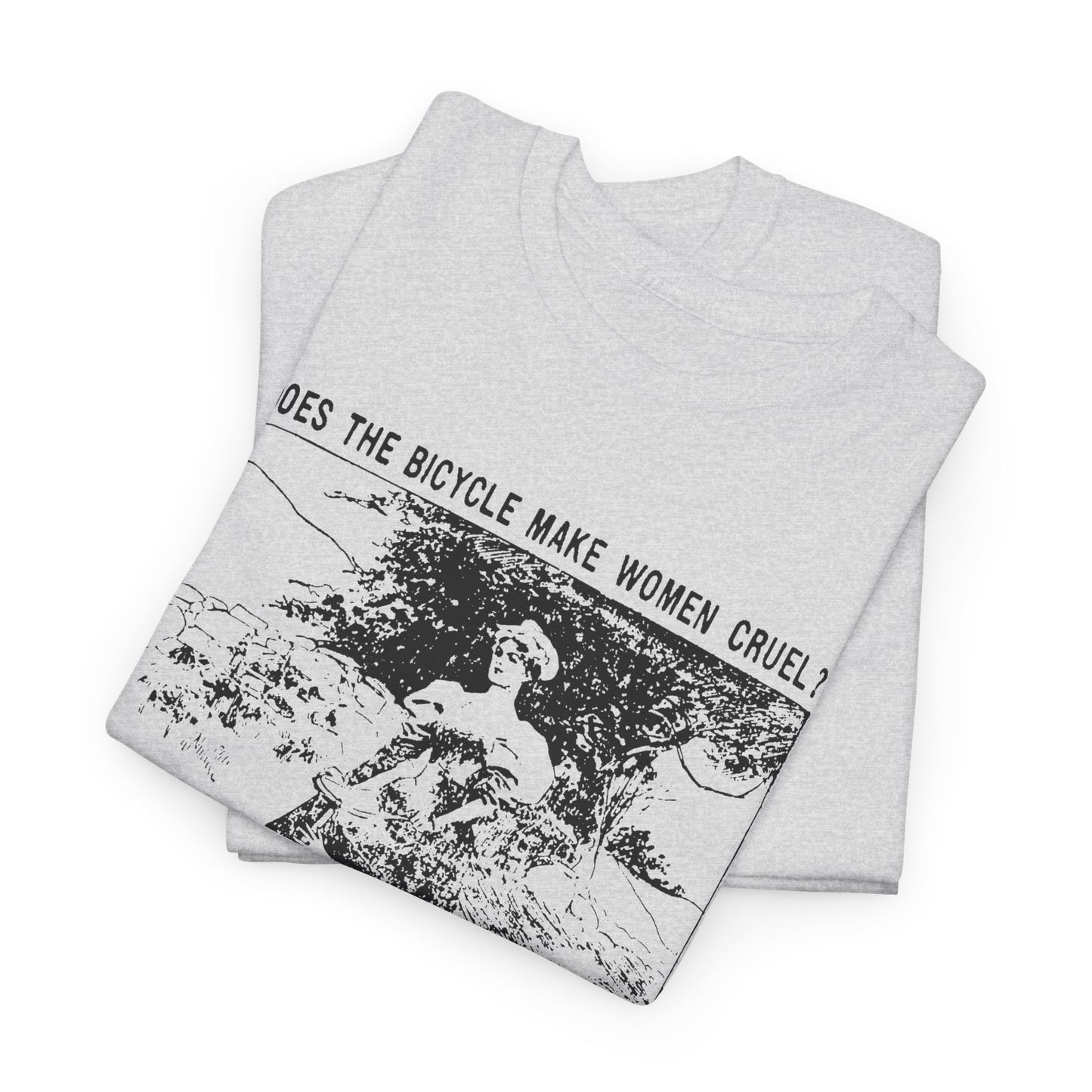 1897 cartoon does the bicycle make women cruel? reproduction tshirt