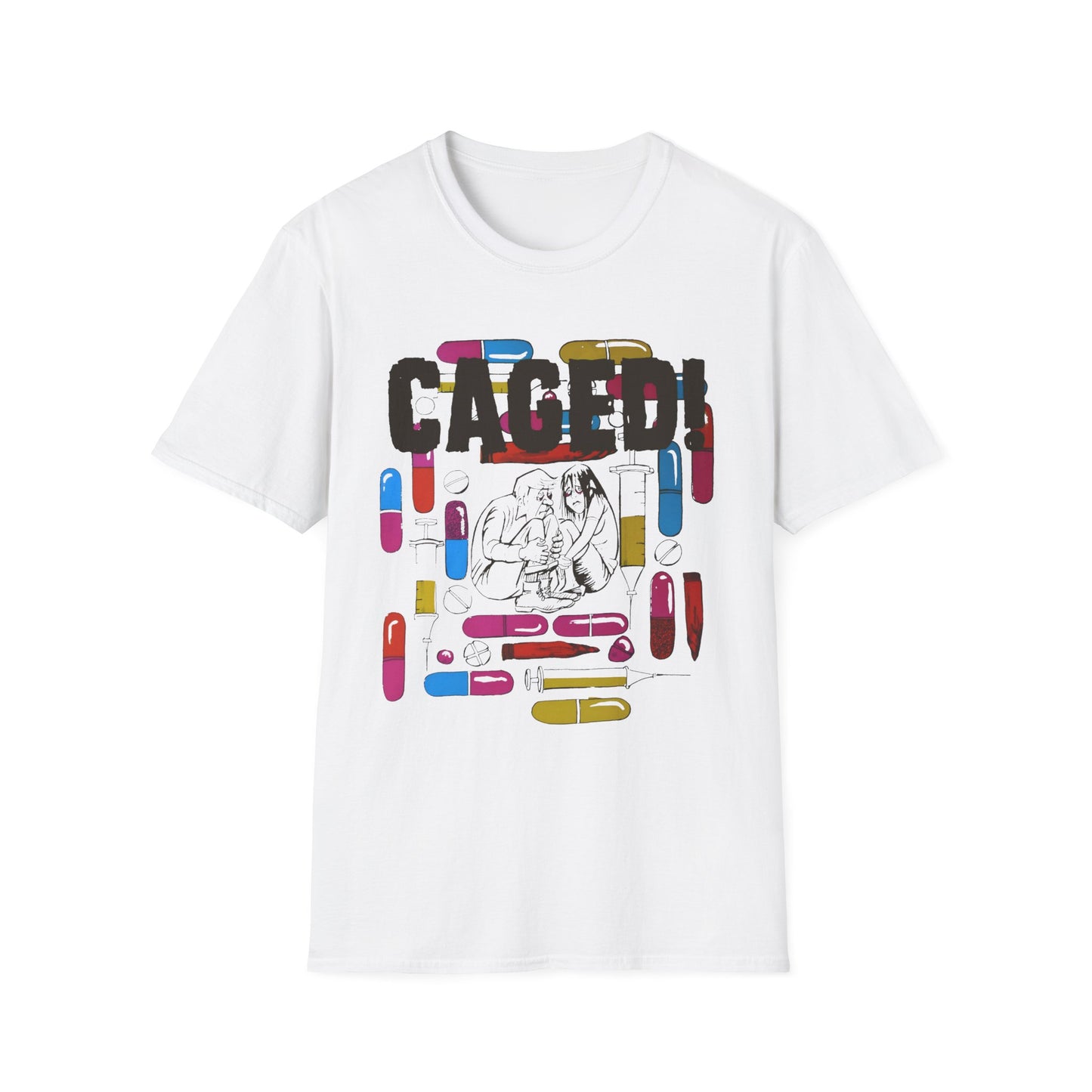 1960s/70s anti drug poster tshirt caged! by smartset smarteen s.o.s tshirt