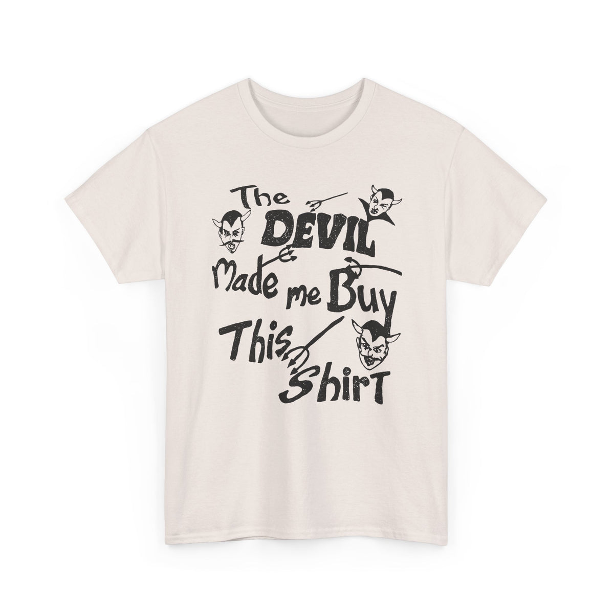 vintage the devil made me buy this shirt custom drawn reproduction tshirt