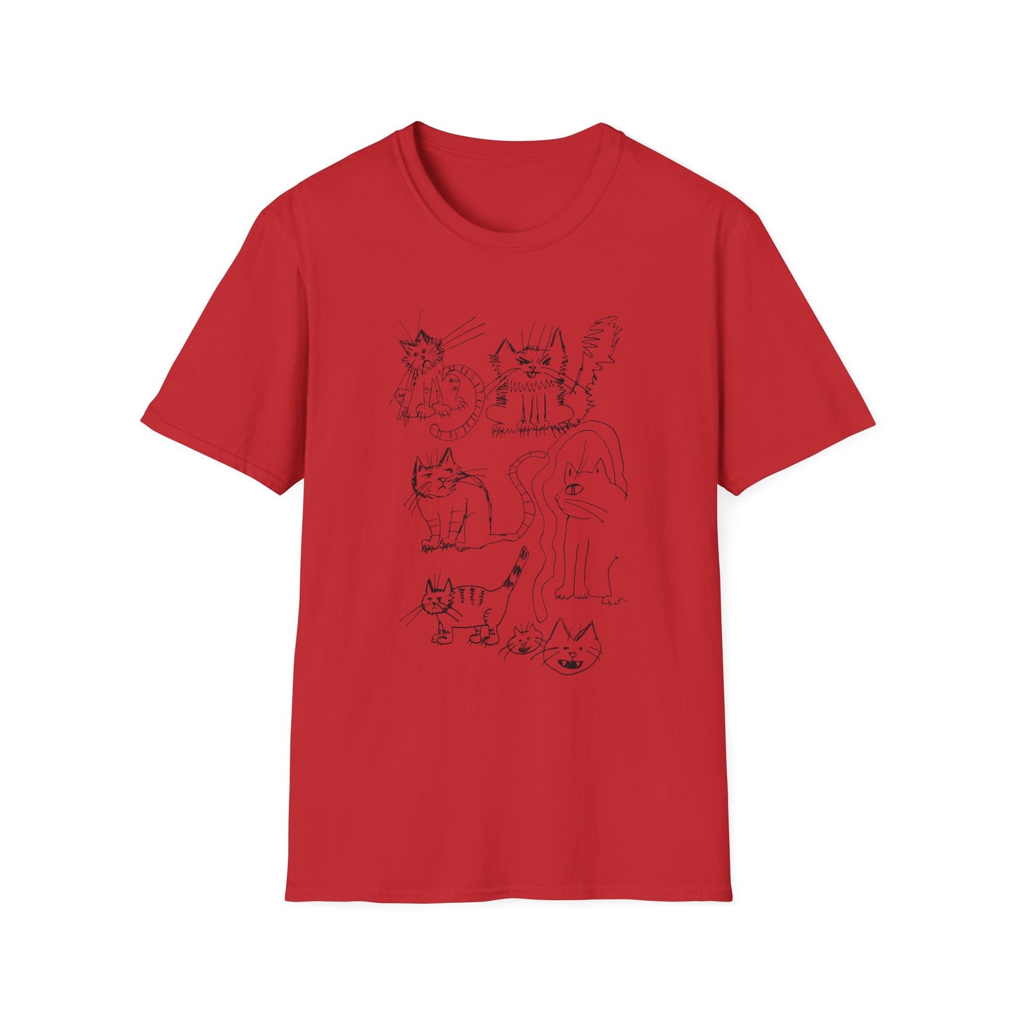 original drawing seven cats tshirt